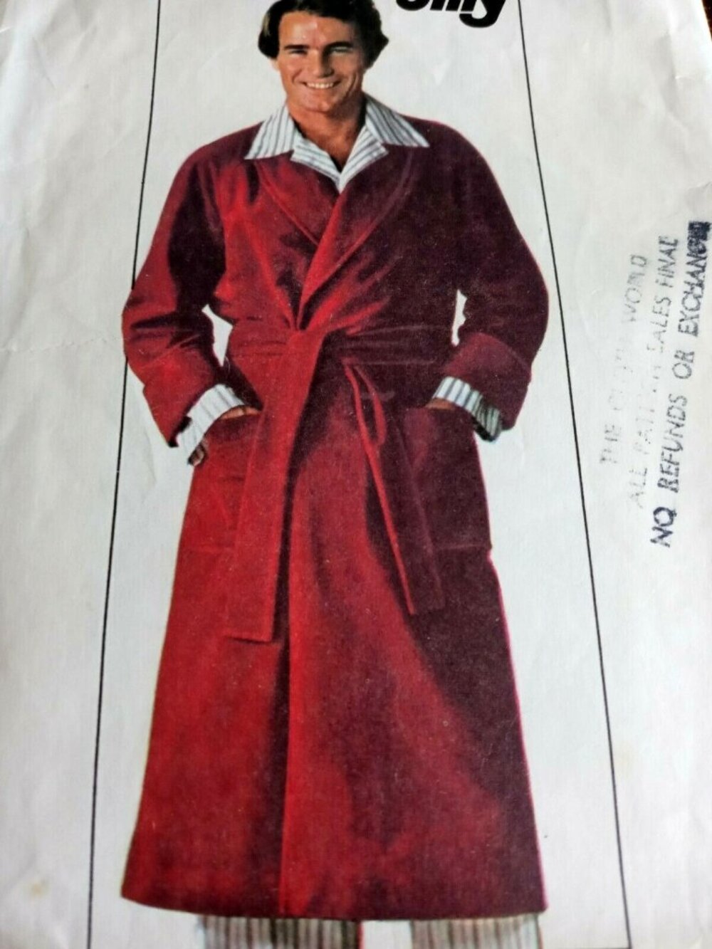 Vintage 70s Simplicity 7741 Size Medium Men Robe Sewing Pattern Loungewear Cut